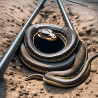 5 snakes crawling the hole at the end of a metal tube