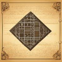 Create an engaging illustration for a book about a classic encryption system where a grid is used to replace letters with numbers. Imagine a background with an ancient or mysterious style, featuring a grid filled with numbers and letters. Each letter of the alphabet should be associated with a unique number in the grid, with arrows or lines connecting letters to their corresponding numbers. Include design elements 