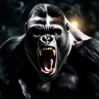 angry gorilla  roar  , rimlight , moonlight, hyper realism, national geographic photography, 8k