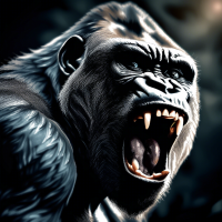 angry gorilla  roar  , rimlight , moonlight, hyper realism, national geographic photography, 8k