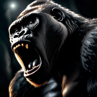 angry gorilla  roar upper body , rimlight , moonlight, hyper realism, national geographic photography, 8k