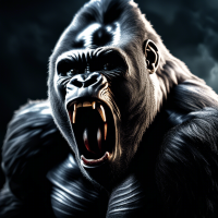 angry gorilla  roar upper body , rimlight , moonlight, hyper realism, national geographic photography, 8k