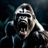 angry gorilla  roar upper body , rimlight , moonlight, hyper realism, national geographic photography, 8k