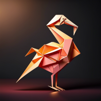 logo représentant un flamand rose en origami, c'est le logo d'une marque de bijou en acier inoxydable 