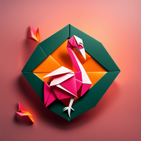 logo représentant un flamand rose en origami, c'est le logo d'une marque de bijou en acier inoxydable 