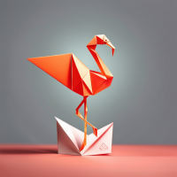 logo représentant un flamand rose en origami, c'est le logo d'une marque de bijou en acier inoxydable 