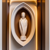 statuette decoration in a narrow niche in a chic hotel