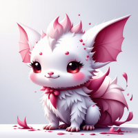 Crée moi une image d’une créature fantastique mignonne blanche et rose 